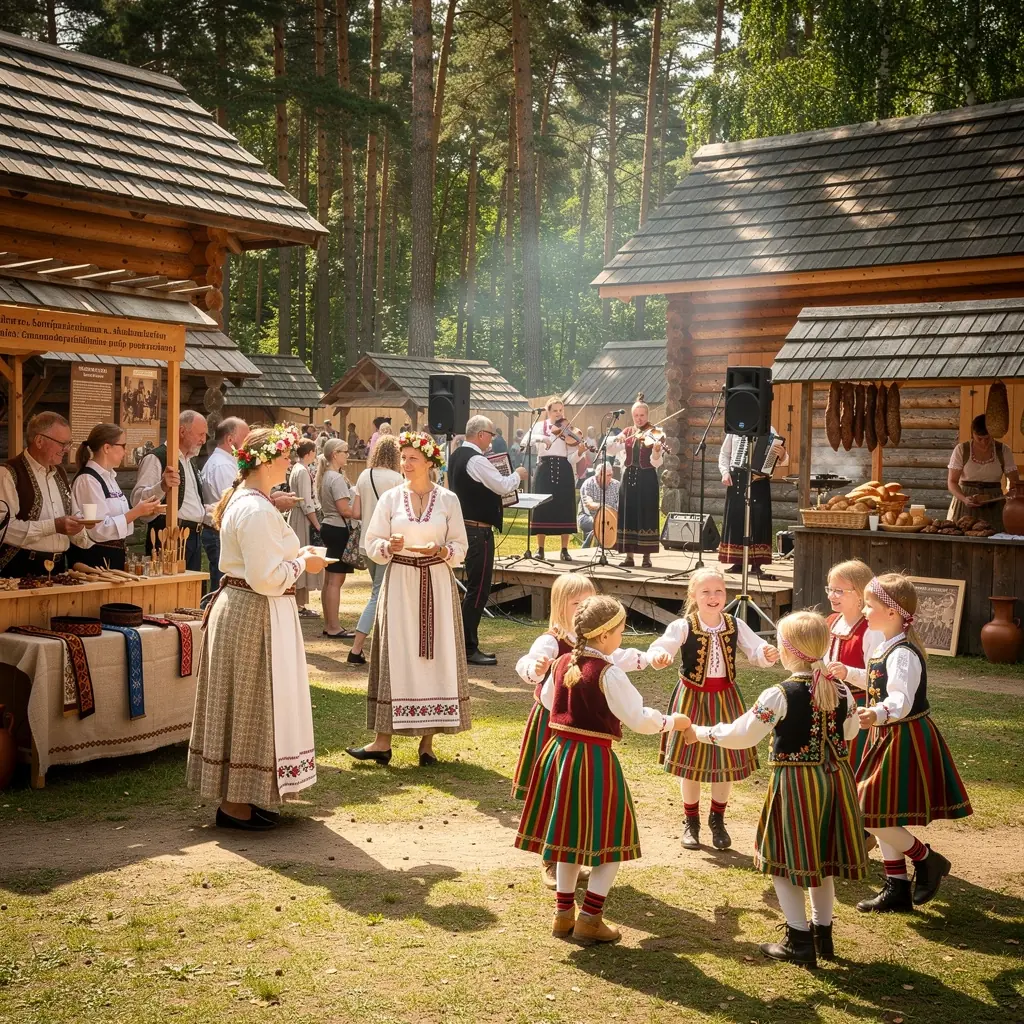 Latvijas ainava ar gleznainiem ezeriem un mežiem.